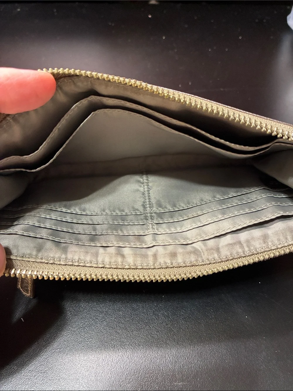 Coach Metallic Taupe Leather Wristlet
